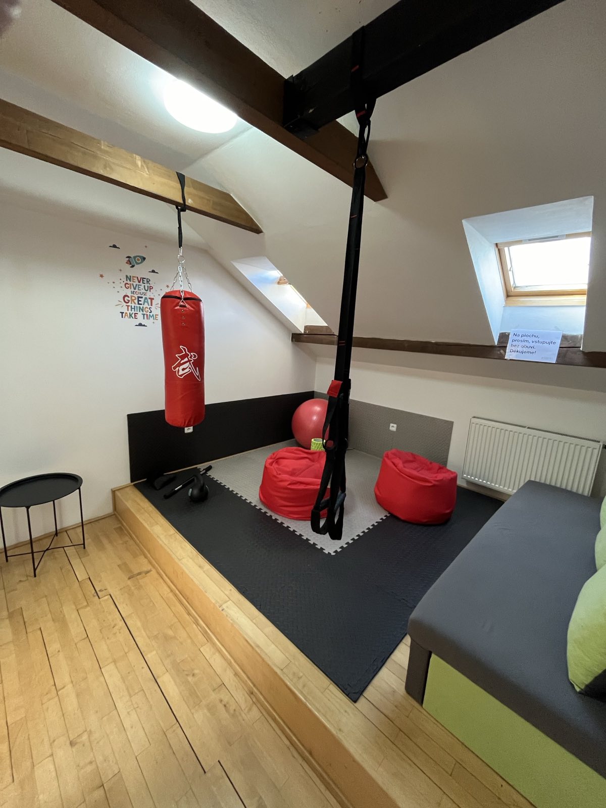 Relaxační místnost CityHUB Jihlava – sportovní a relaxační zóna
